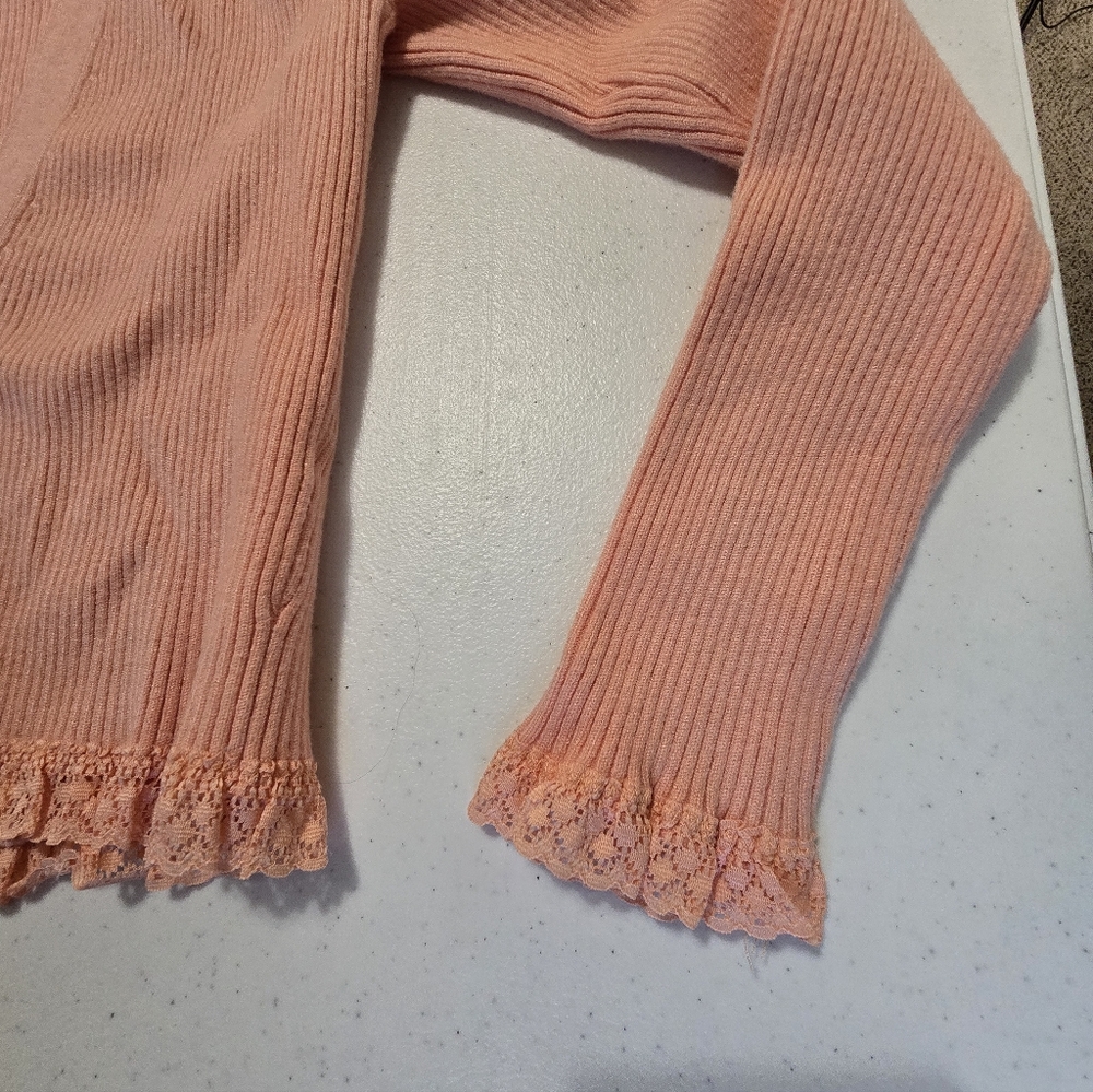 For Love And Lemons Nina Cardigan Peach Pink Women's Medium Lace - Picture 10 of 12